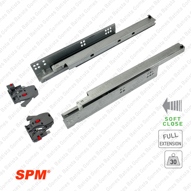 Corredi�as ocultas com Soft-Close para gavetas / Extra��o total / 30Kg